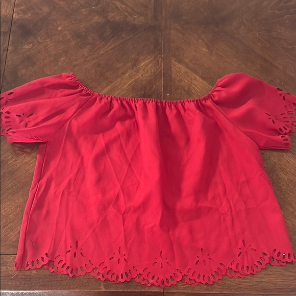 Red Off-Shoulder Eyelet Top - Picture 1 of 1